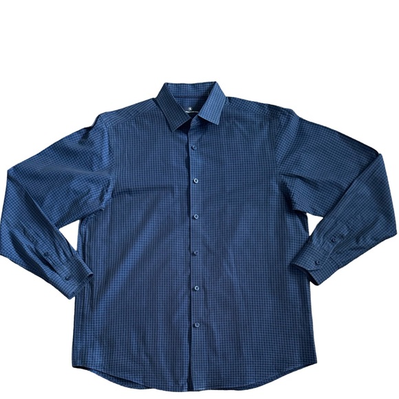 Men’s Navy Checkered Dress Shirt Sz Lg - Picture 8 of 14